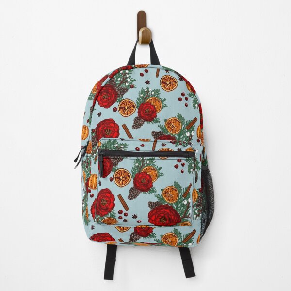 Item preview, Winter floral citrus and spice on light blue designed and sold by Quick Brown Fox Canada.