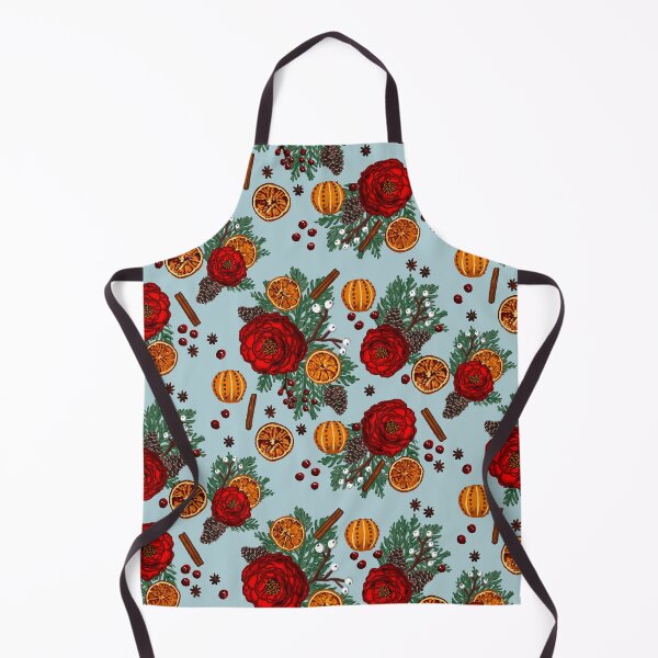 Item preview, Winter floral citrus and spice on light blue designed and sold by Quick Brown Fox Canada.