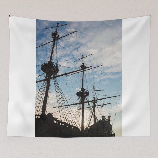 Item preview, Old Ship with Mast in Sunset and Against Blue Sky with Clouds designed and sold by Mats Silvan.