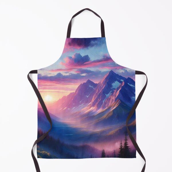 Item preview, Painting of a majestic mountain range under a summer sunset designed and sold by Truck Stop One.