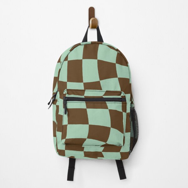 Item preview, Warped Checkerboard Pattern Green and Brown Trippy 70s Vibes designed and sold by LittleHCreative.