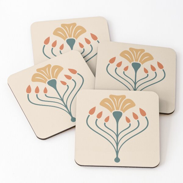 Item preview, KF 0178 B - Vintage Retro 70s Floral Pattern in Green Orange designed and sold by KhakiFinch.