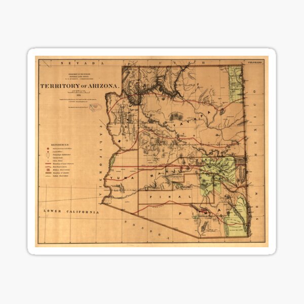Item preview, Vintage Map of Arizona (1876) designed and sold by BravuraMedia.