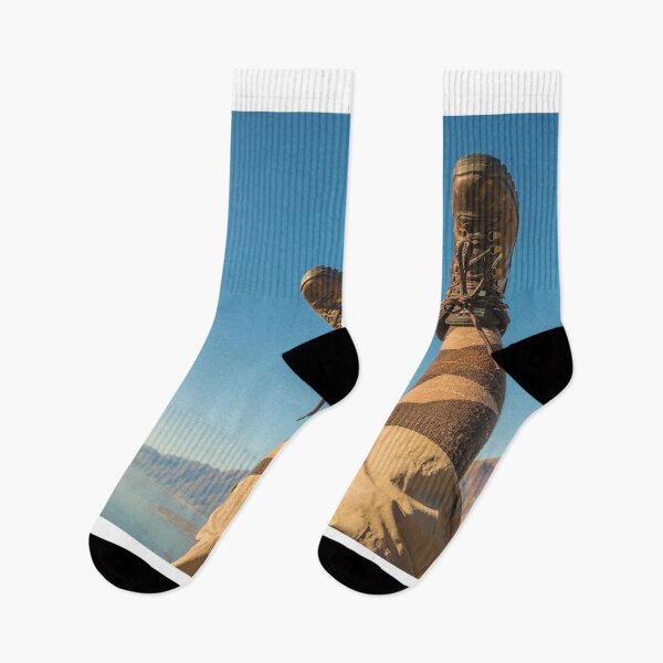 Item preview, Legs Up with Her Boots with Panoramic View over Lake with Mountainscape designed and sold by Mats Silvan.