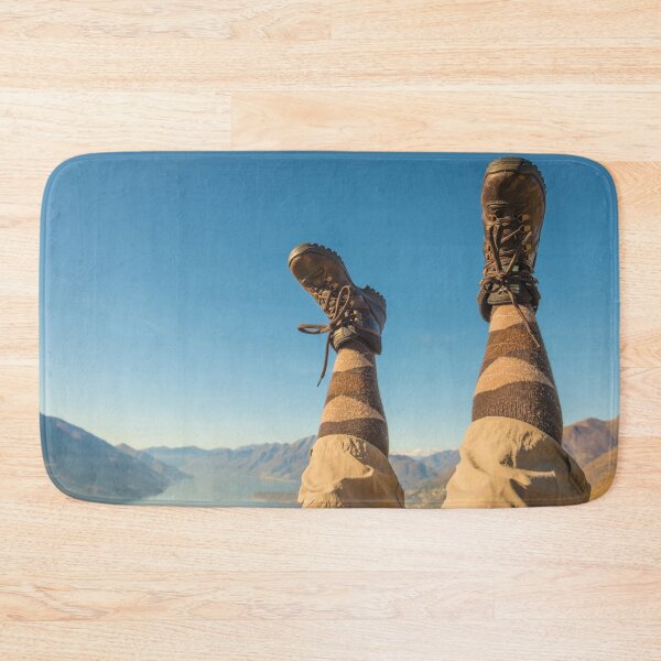Item preview, Legs Up with Her Boots with Panoramic View over Lake with Mountainscape designed and sold by Mats Silvan.