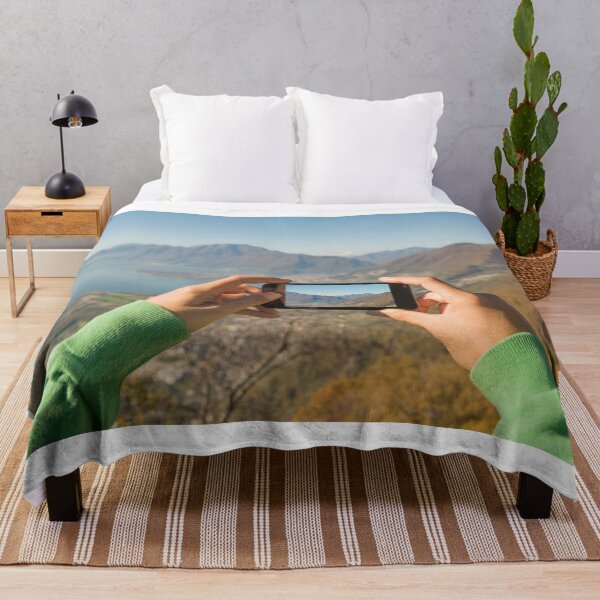 Item preview, Woman Taking a Photo of the Mountain and Alpine Lake with Mobile Phone designed and sold by Mats Silvan.