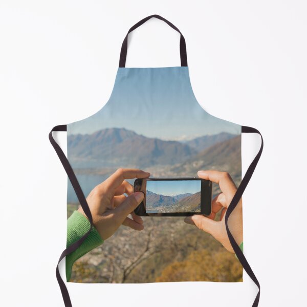 Item preview, Woman Taking a Photo of the Mountain and Alpine Lake with Mobile Phone designed and sold by Mats Silvan.