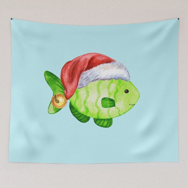 Item preview, Christmas Fish, Cute Fish in a Santa Hat Funny Christmas Design designed and sold by TheLomiLoveBus.