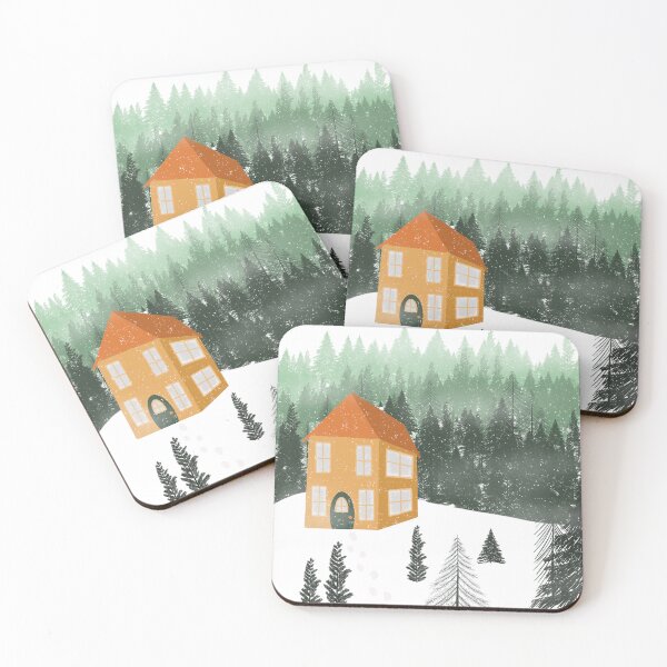Item preview, Winter Cabin Snow Forest Art Print designed and sold by crazyeydcreativ.