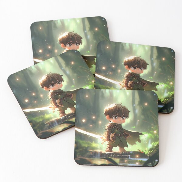 Item preview, Fighter anime chibi boy with samurai sword in forest art designed and sold by TheArtistOf2022.
