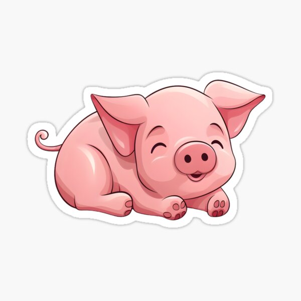 Pink Pig Stickers by Fuyou Deng