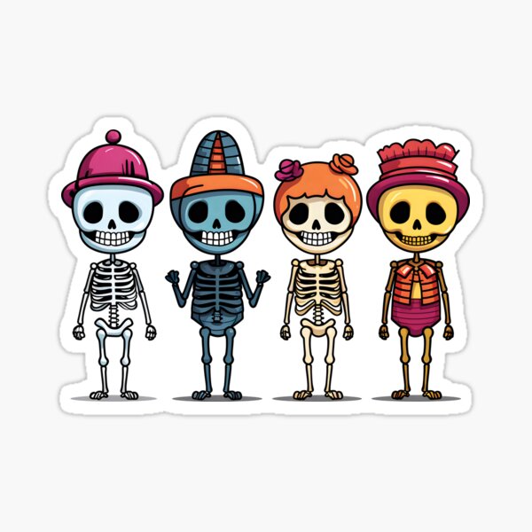 "Bone Buddies Skeleton Friends" Sticker for Sale by ColorConsole