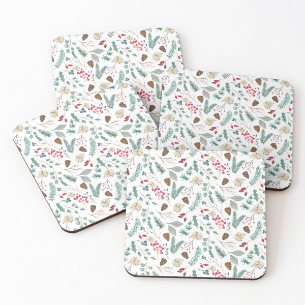 Item preview, Watercolor winter Christmas greenery and berries in snow designed and sold by TinyFlowerArt.