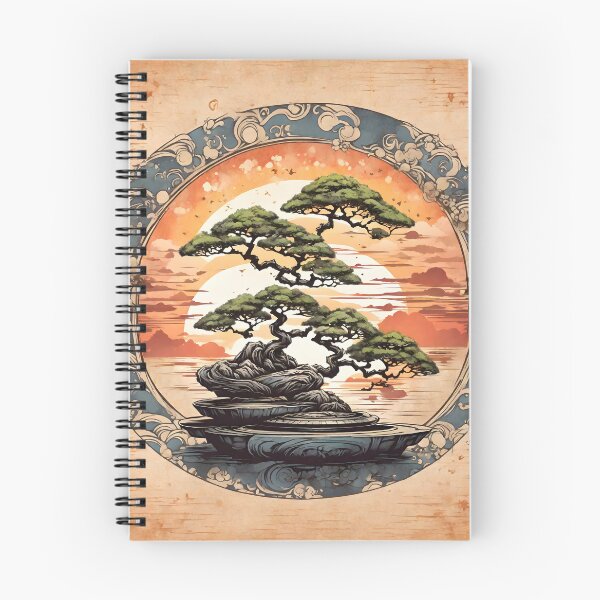 Item preview, A shirt graphic of a magical bonsai, heavy texture, circle design, sunset background,Japan style designed and sold by RAILGUNWII.