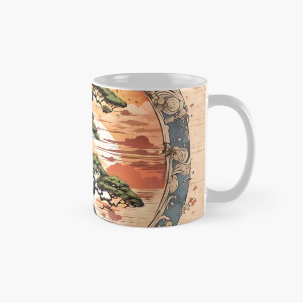 Item preview, A shirt graphic of a magical bonsai, heavy texture, circle design, sunset background,Japan style designed and sold by RAILGUNWII.