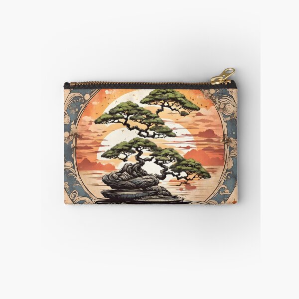 Item preview, A shirt graphic of a magical bonsai, heavy texture, circle design, sunset background,Japan style designed and sold by RAILGUNWII.