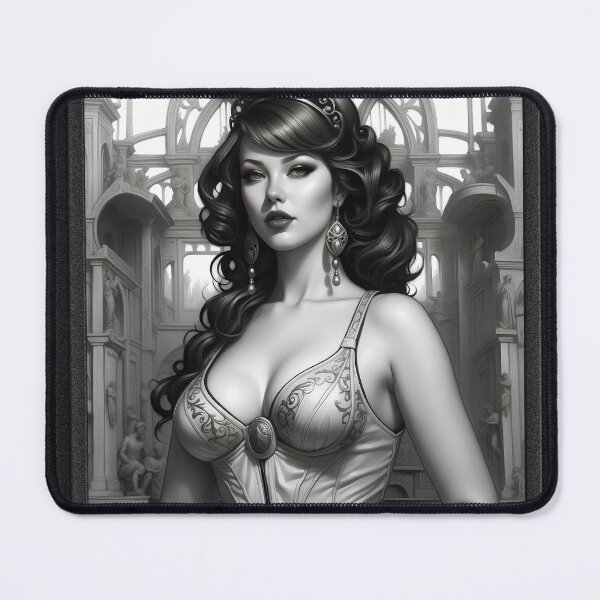 Item preview, Carina Retro Age Pin Up Alluring Portrait Illustraion AI Concept Art by Xzendor7 designed and sold by Xzendor7 Digital Art Creations.