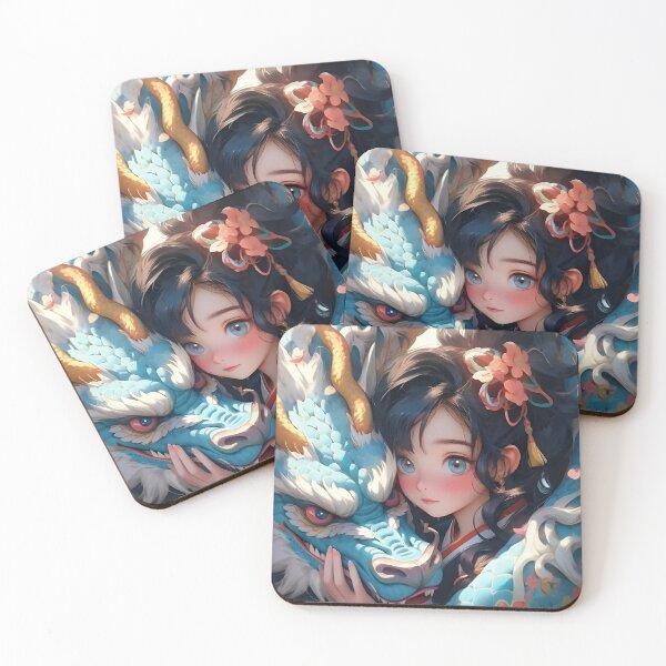 Item preview, Anime samurai girl with big Chinese dragon art designed and sold by TheArtistOf2022.