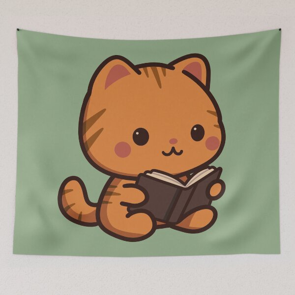 Item preview, Ginger Cat Reading a Book designed and sold by LoveLittleRobin.