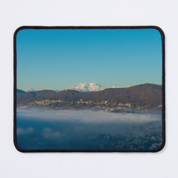 Item preview, Snow Capped Mountain Peak Monte Rosa Above Cloudscape and Lake Lugano in City of Lugano designed and sold by Mats Silvan.
