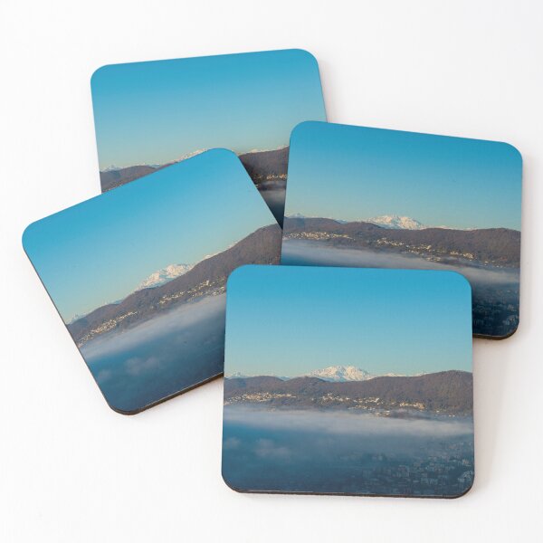 Item preview, Snow Capped Mountain Peak Monte Rosa Above Cloudscape and Lake Lugano in City of Lugano designed and sold by Mats Silvan.