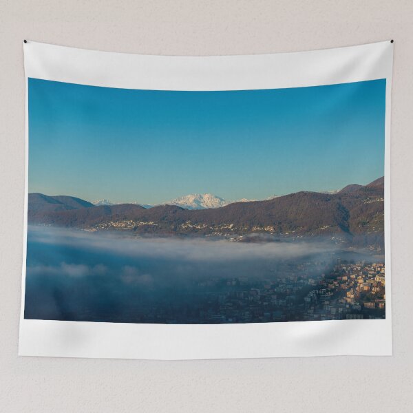 Item preview, Snow Capped Mountain Peak Monte Rosa Above Cloudscape and Lake Lugano in City of Lugano designed and sold by Mats Silvan.