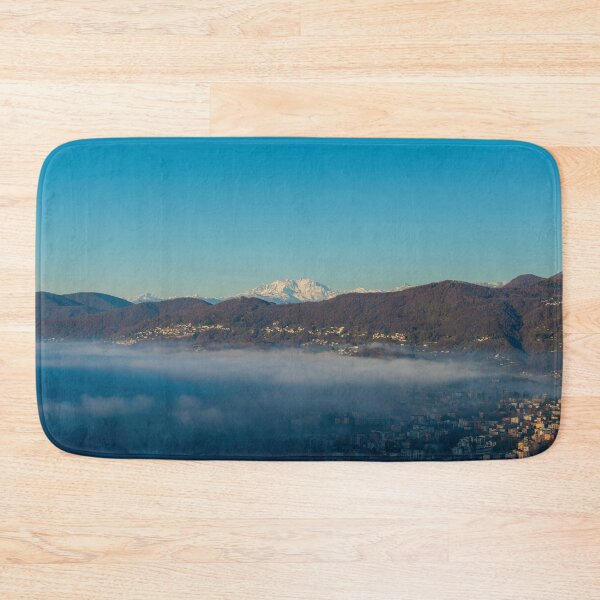 Item preview, Snow Capped Mountain Peak Monte Rosa Above Cloudscape and Lake Lugano in City of Lugano designed and sold by Mats Silvan.