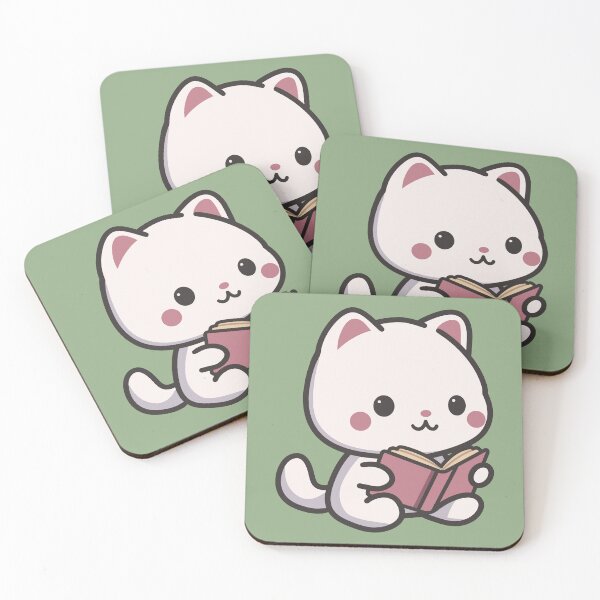 Item preview, White Cat Reading a Book designed and sold by LoveLittleRobin.