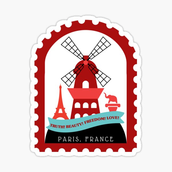 Item preview, Windmill with Truth! Beauty! Freedom! Love! in Paris designed and sold by YonderAndBeyond.