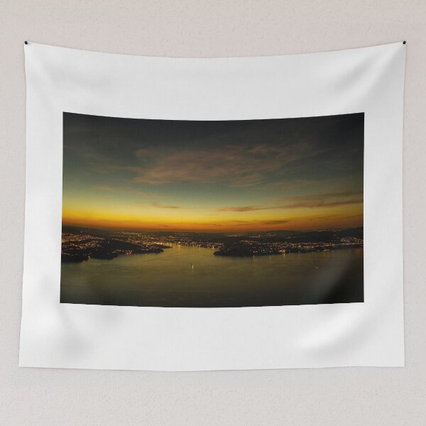 Item preview, Aerial View over Lake Lucerne and Cityscape in Dusk designed and sold by Mats Silvan.