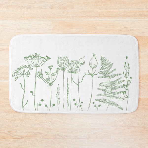 Item preview, An illustrated border of sage green botanical images designed and sold by Jaine Drake.
