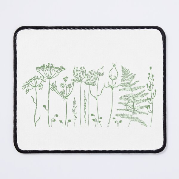Item preview, An illustrated border of sage green botanical images designed and sold by Jaine Drake.
