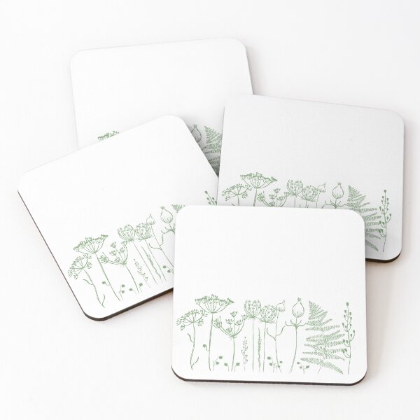 Item preview, An illustrated border of sage green botanical images designed and sold by Jaine Drake.