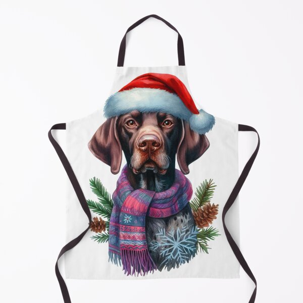 Item preview, German Shorthaired Pointer in the Snow with a Santa Hat - Braque Francais Christmas Painting - GSP designed and sold by Star-Fragment.