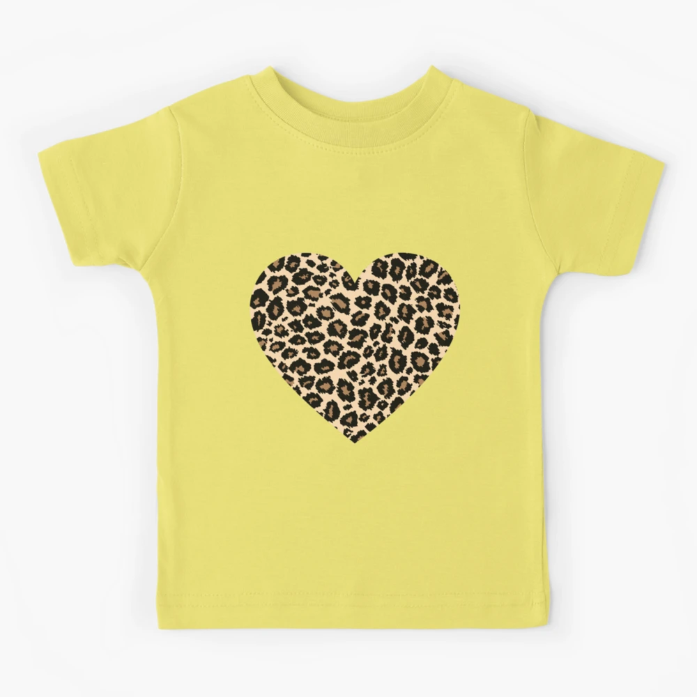 【YEGG】 Leopard heart Tee Leopard Pattern Heart Pink & Blue Cheetah Print T-Shirt