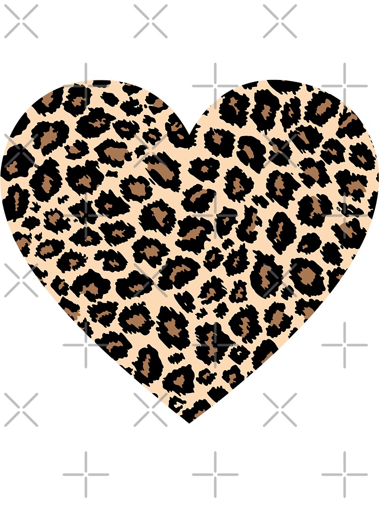 【YEGG】 Leopard heart Tee Leopard Pattern Heart Pink & Blue Cheetah Print T-Shirt
