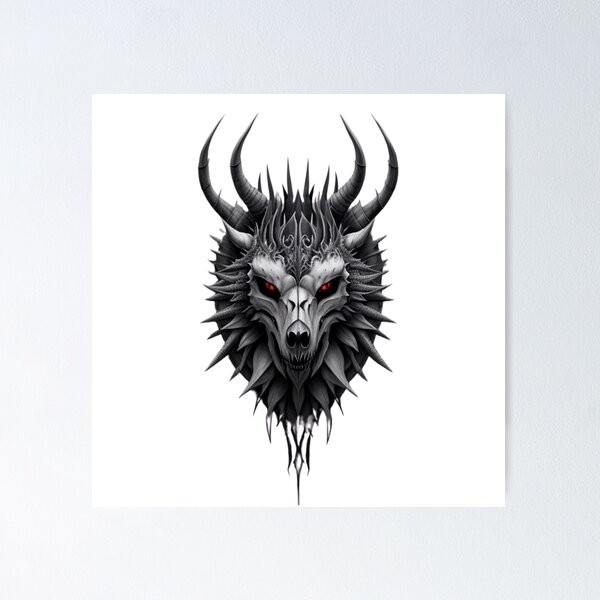 Item preview, Devil Wolf Skull designed and sold by MarzenaKa.