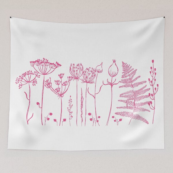 Item preview, An illustrated border of red botanical images designed and sold by Jaine Drake.