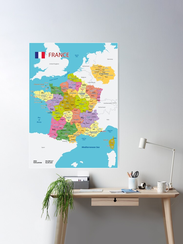 POSTER CARTE DE FRANCE