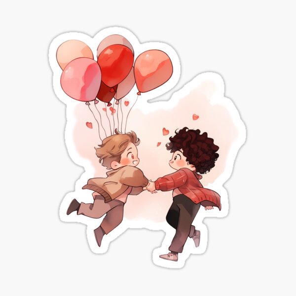 HEARTSTOPPER Chibi Charlie and Nick balloons, sweet Sticker