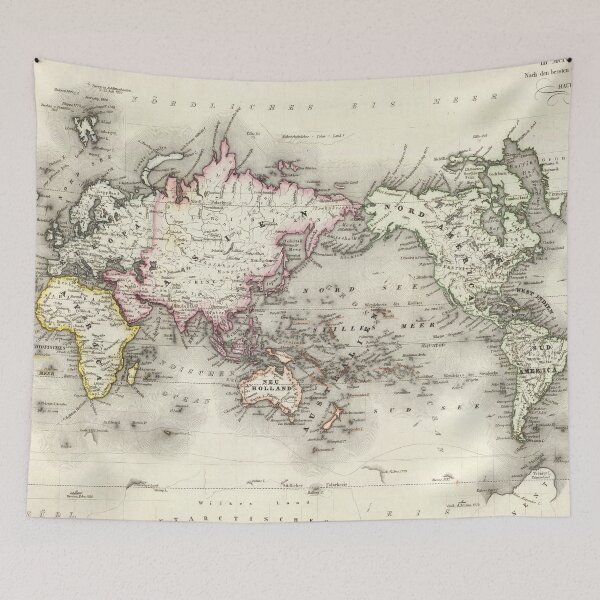 Item preview, Vintage Map of The World (1844) designed and sold by BravuraMedia.