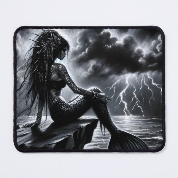 Item preview, A charcoal render of a gothic mermaid designed and sold by Truck Stop One.