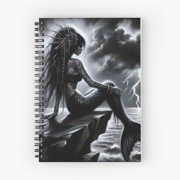 Item preview, A charcoal render of a gothic mermaid designed and sold by Truck Stop One.