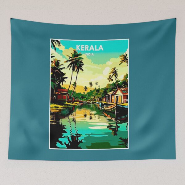 Item preview, Kerala India : Vintage Travel and Tourism Village Advertising Print designed and sold by posterbobs.