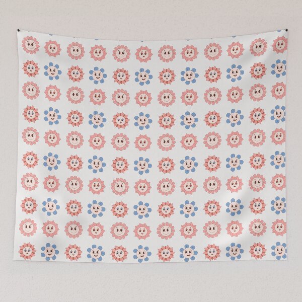 Item preview, vintage happy flower faces designed and sold by huape.