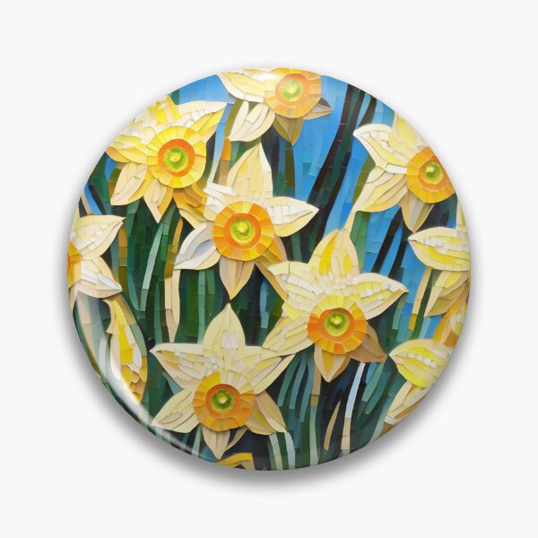 Item preview, Colorful Mosaic picture of Yellow Daffodil flowers designed and sold by Petalandfur.