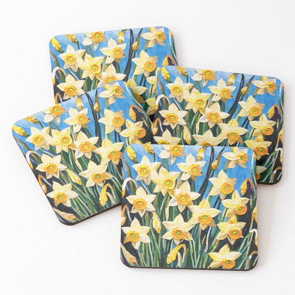 Item preview, Colorful Mosaic picture of Yellow Daffodil flowers designed and sold by Petalandfur.