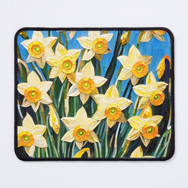 Item preview, Colorful Mosaic picture of Yellow Daffodil flowers designed and sold by Petalandfur.