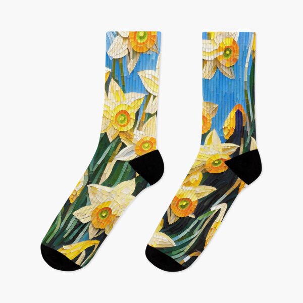 Item preview, Colorful Mosaic picture of Yellow Daffodil flowers designed and sold by Petalandfur.