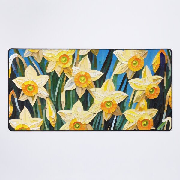 Item preview, Colorful Mosaic picture of Yellow Daffodil flowers designed and sold by Petalandfur.